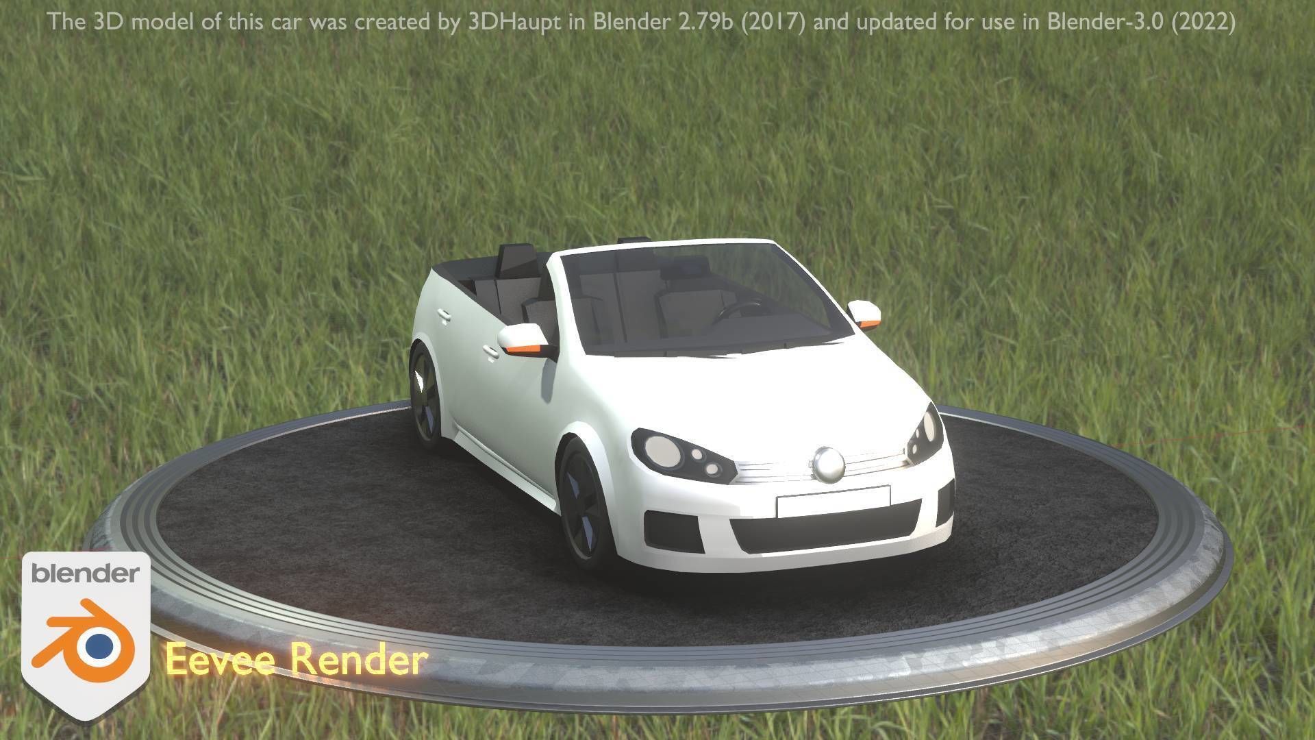 City Car 14 Compact Class Cabrio Open Type-C White  Low-poly 3D model_41