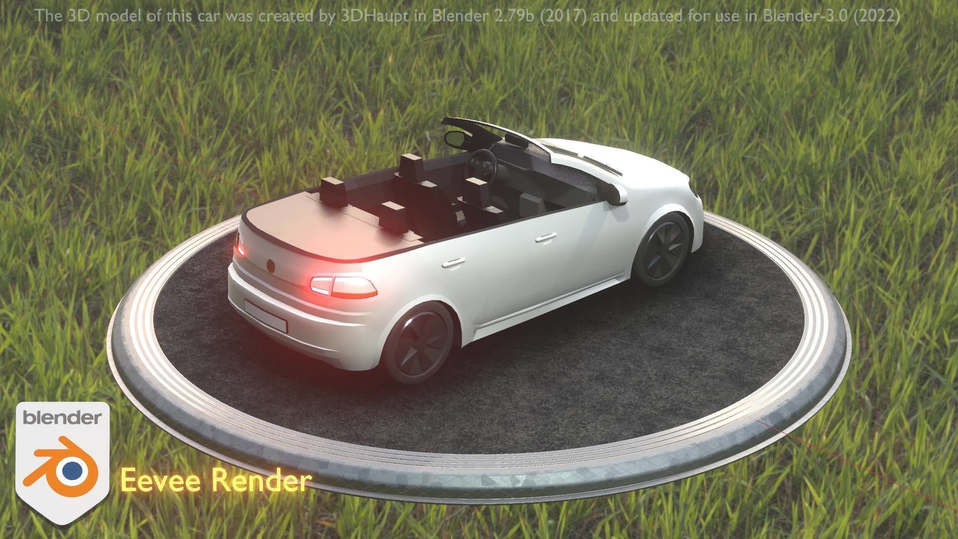 City Car 14 Compact Class Cabrio Open Type-C White  Low-poly 3D model_2