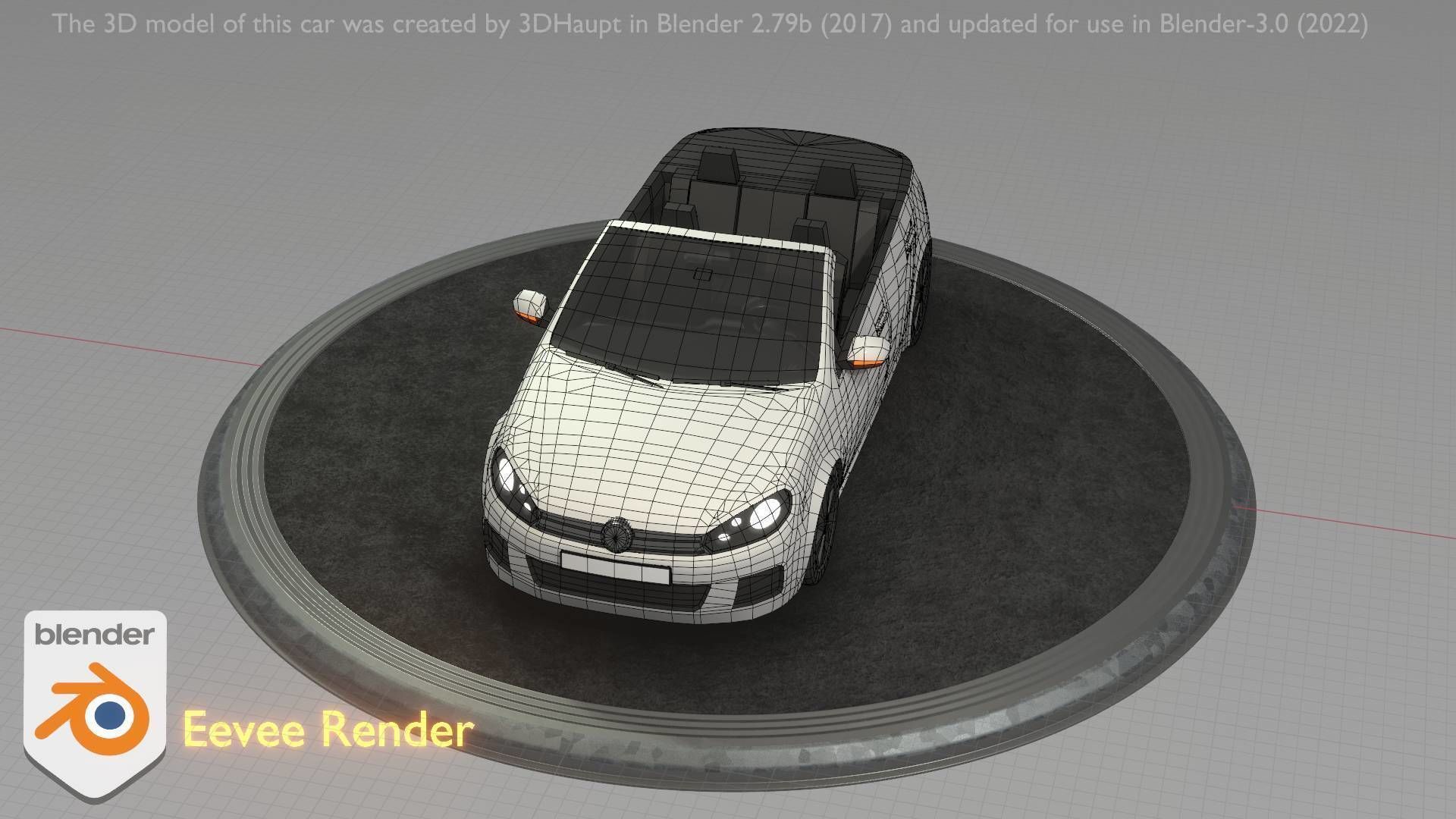 City Car 14 Compact Class Cabrio Open Type-C White  Low-poly 3D model_54