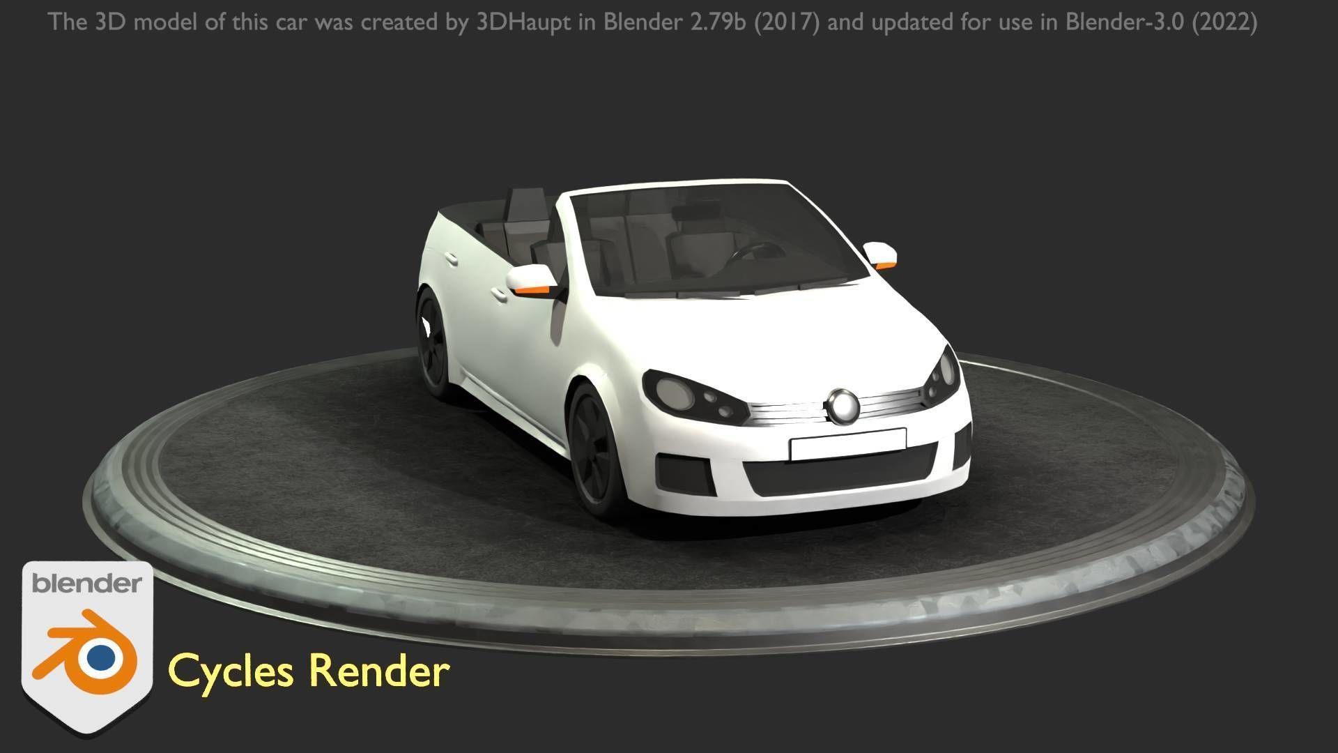 City Car 14 Compact Class Cabrio Open Type-C White  Low-poly 3D model_78