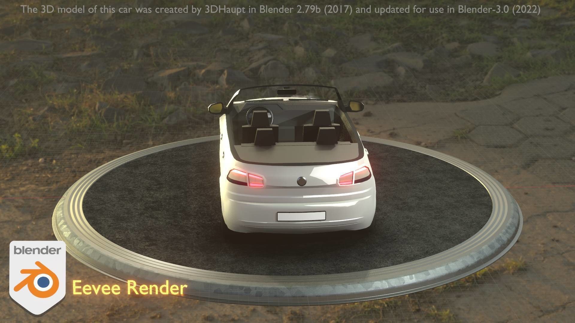 City Car 14 Compact Class Cabrio Open Type-C White  Low-poly 3D model_102