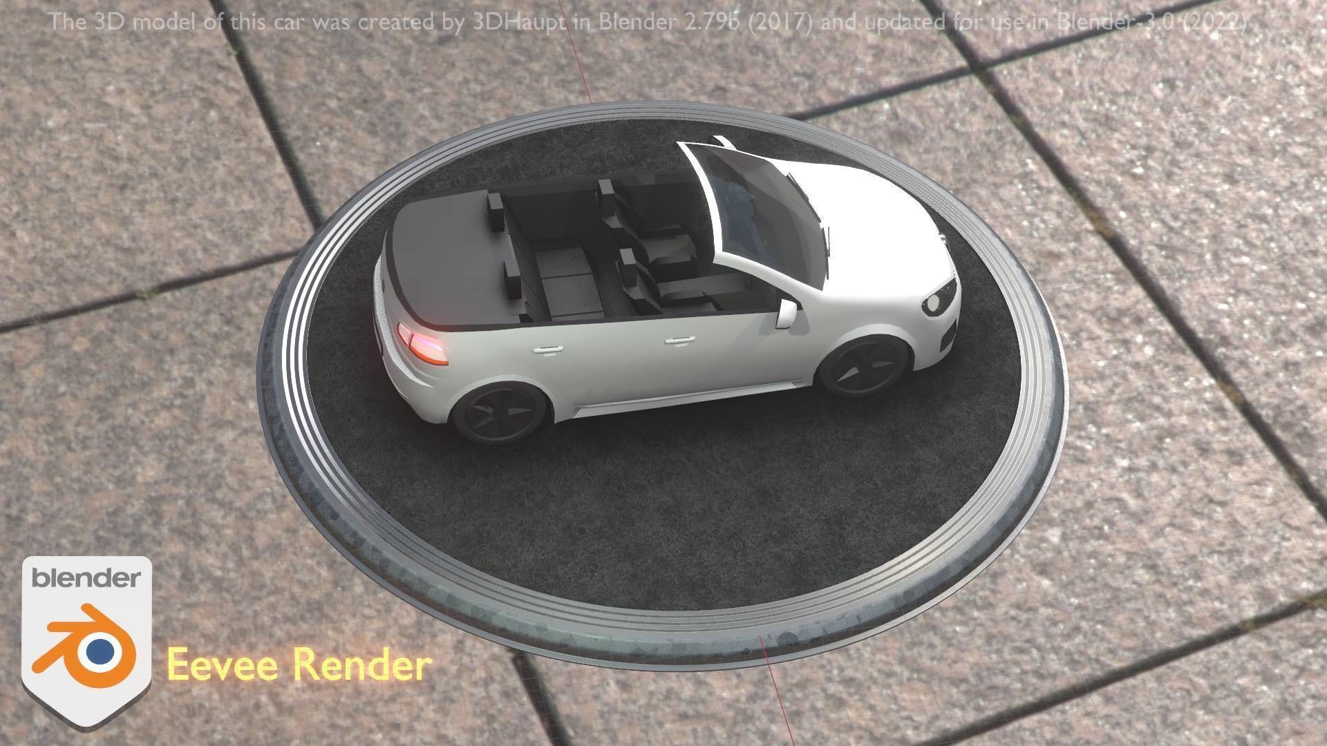 City Car 14 Compact Class Cabrio Open Type-C White  Low-poly 3D model_6