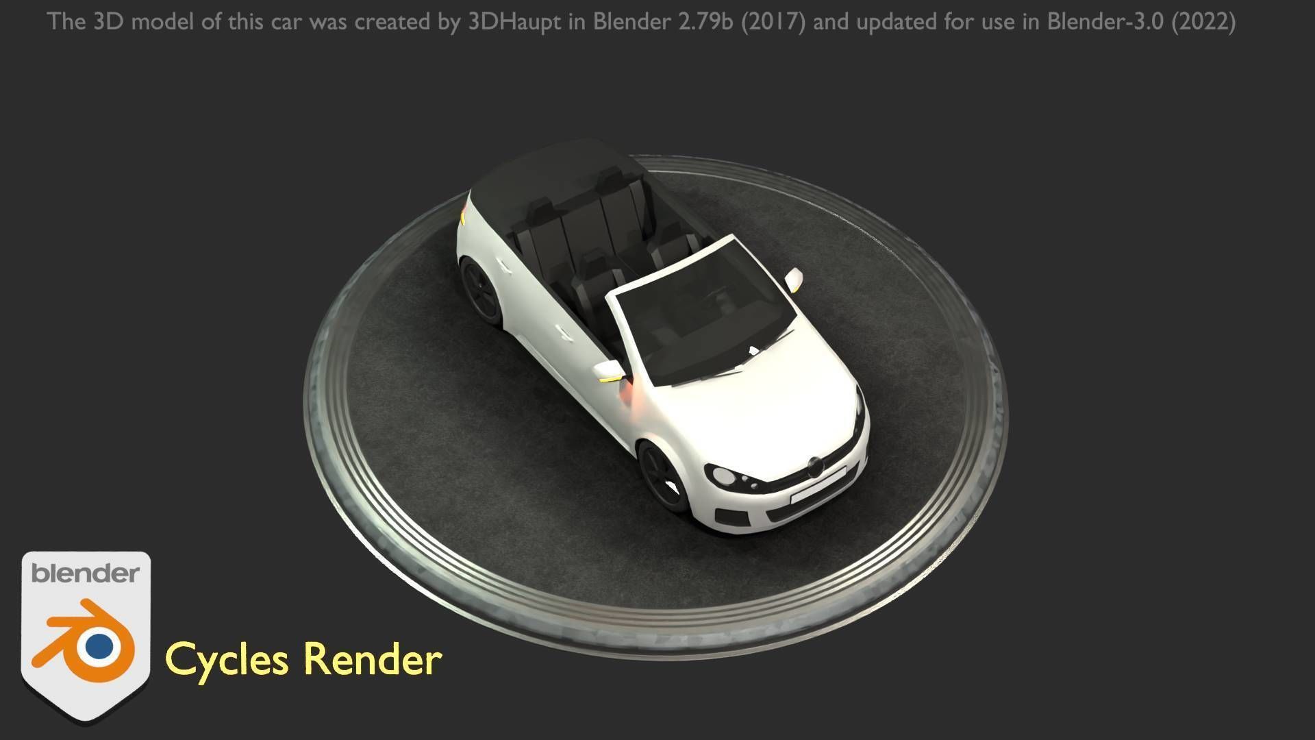 City Car 14 Compact Class Cabrio Open Type-C White  Low-poly 3D model_22