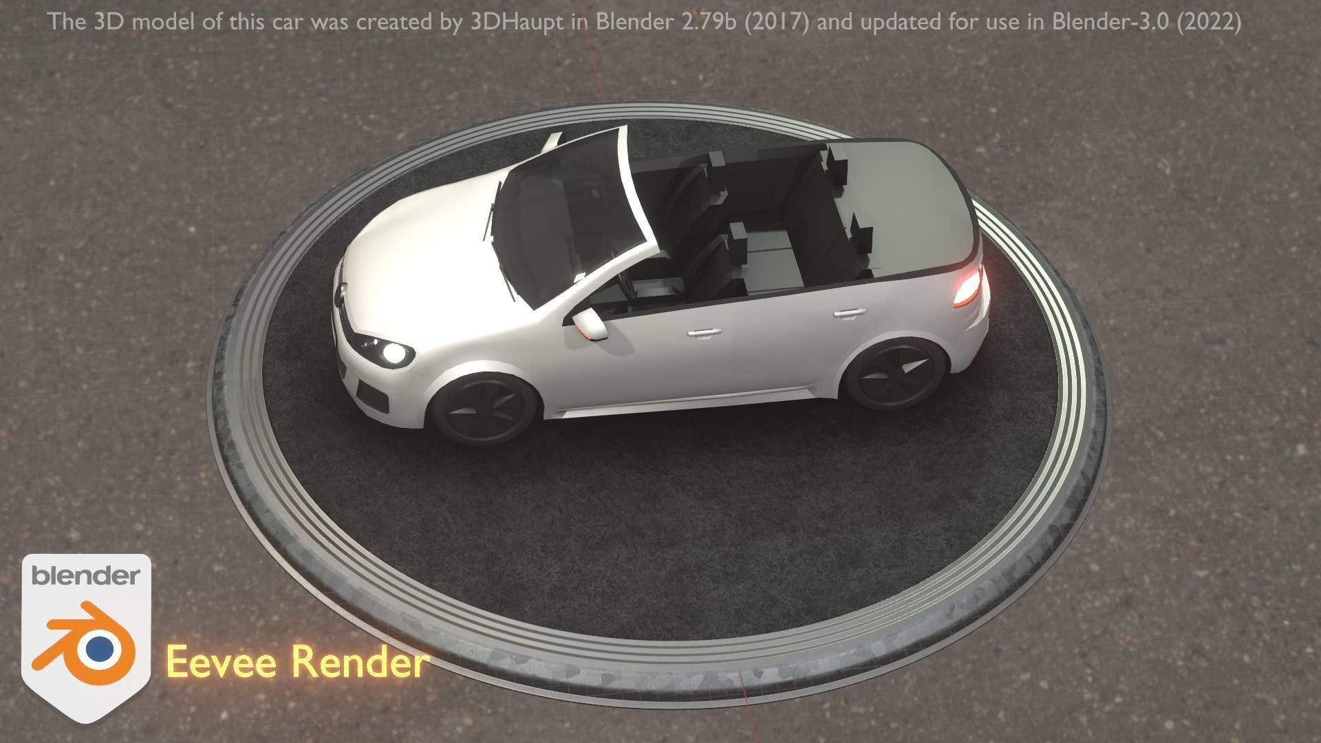 City Car 14 Compact Class Cabrio Open Type-C White  Low-poly 3D model_98