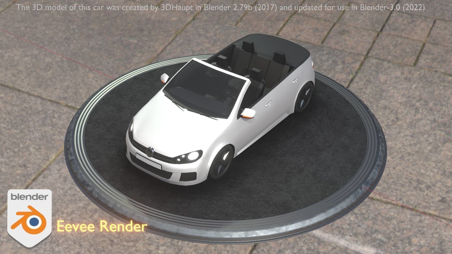 City Car 14 Compact Class Cabrio Open Type-C White  Low-poly 3D model_104