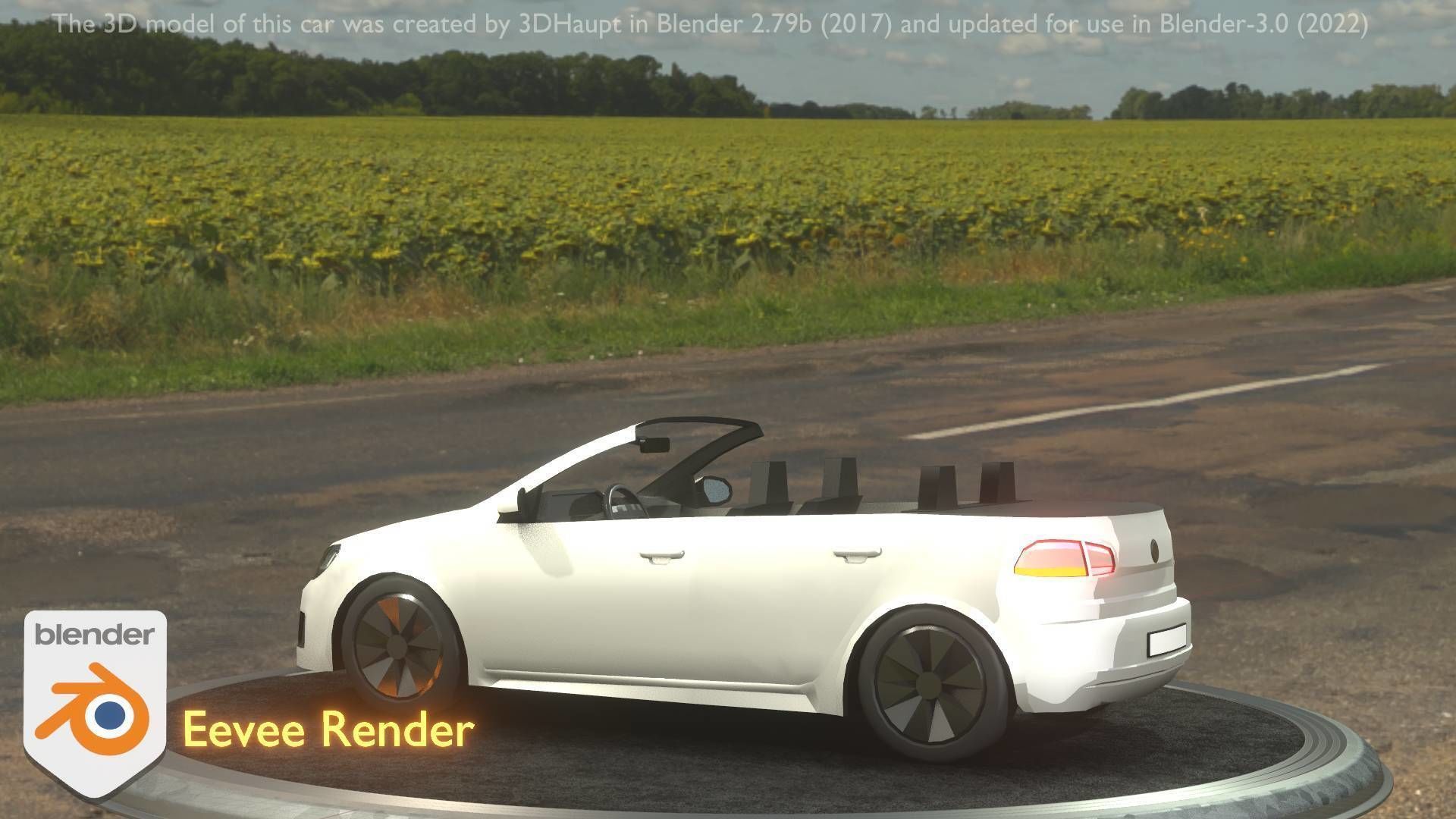 City Car 14 Compact Class Cabrio Open Type-C White  Low-poly 3D model_26