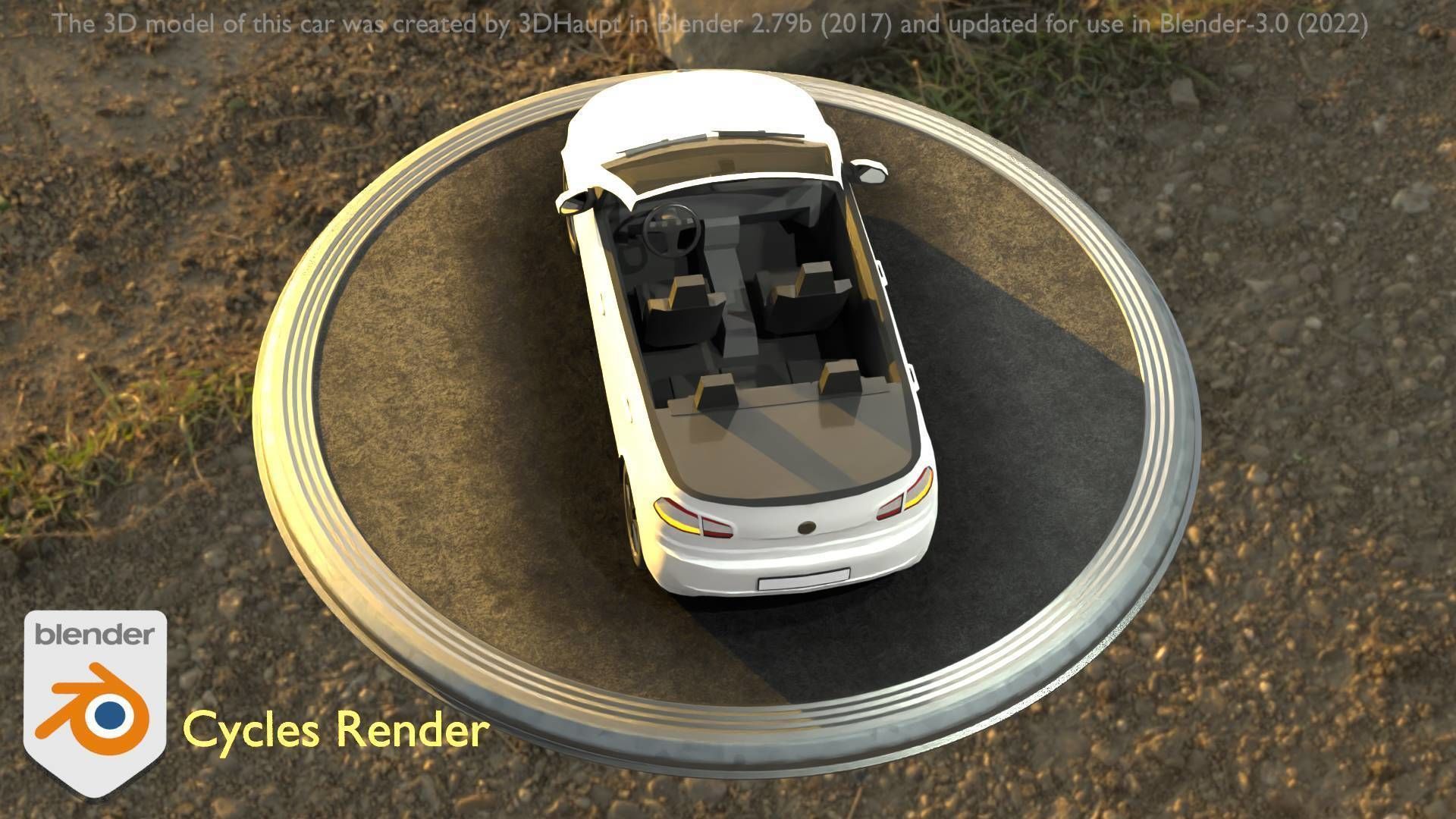 City Car 14 Compact Class Cabrio Open Type-C White  Low-poly 3D model_62