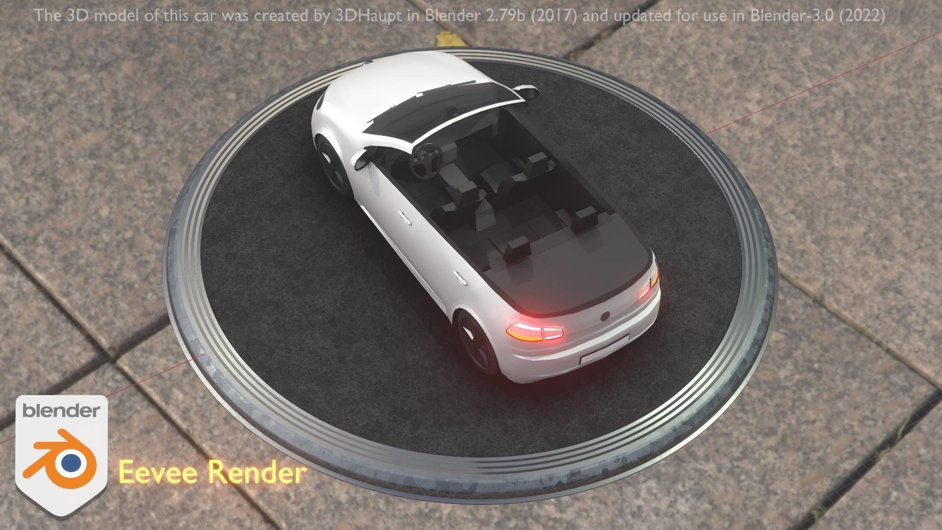 City Car 14 Compact Class Cabrio Open Type-C White  Low-poly 3D model_67