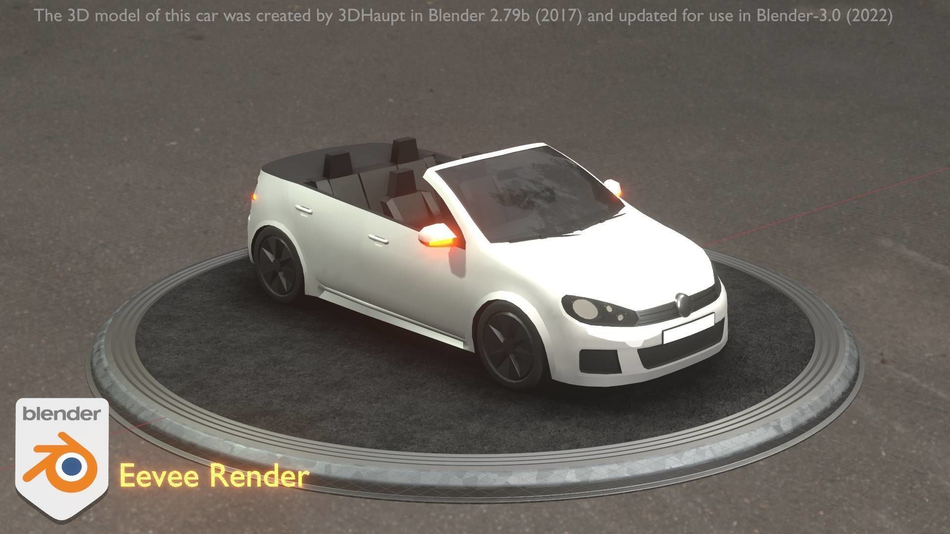 City Car 14 Compact Class Cabrio Open Type-C White  Low-poly 3D model_92