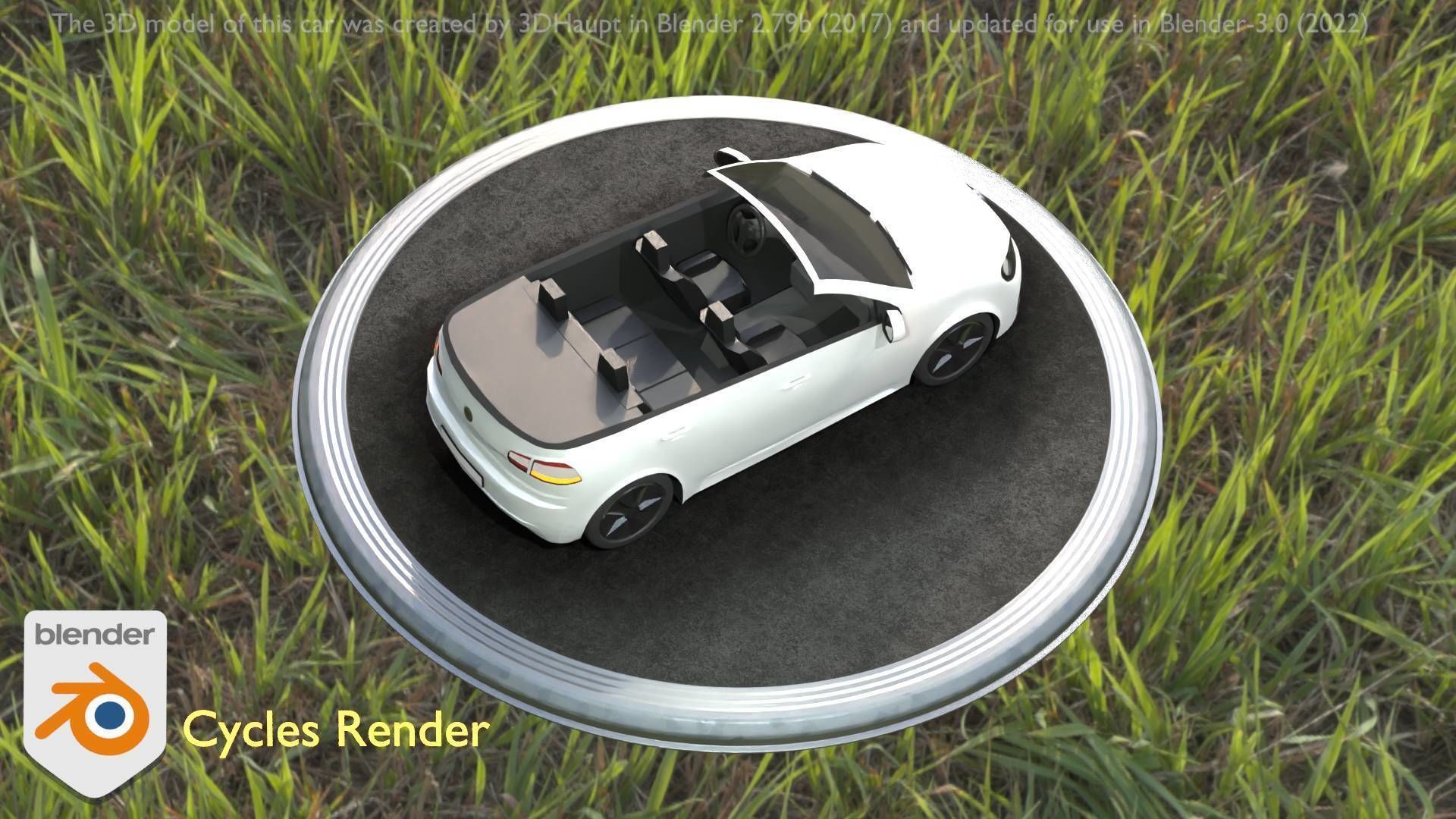 City Car 14 Compact Class Cabrio Open Type-C White  Low-poly 3D model_103