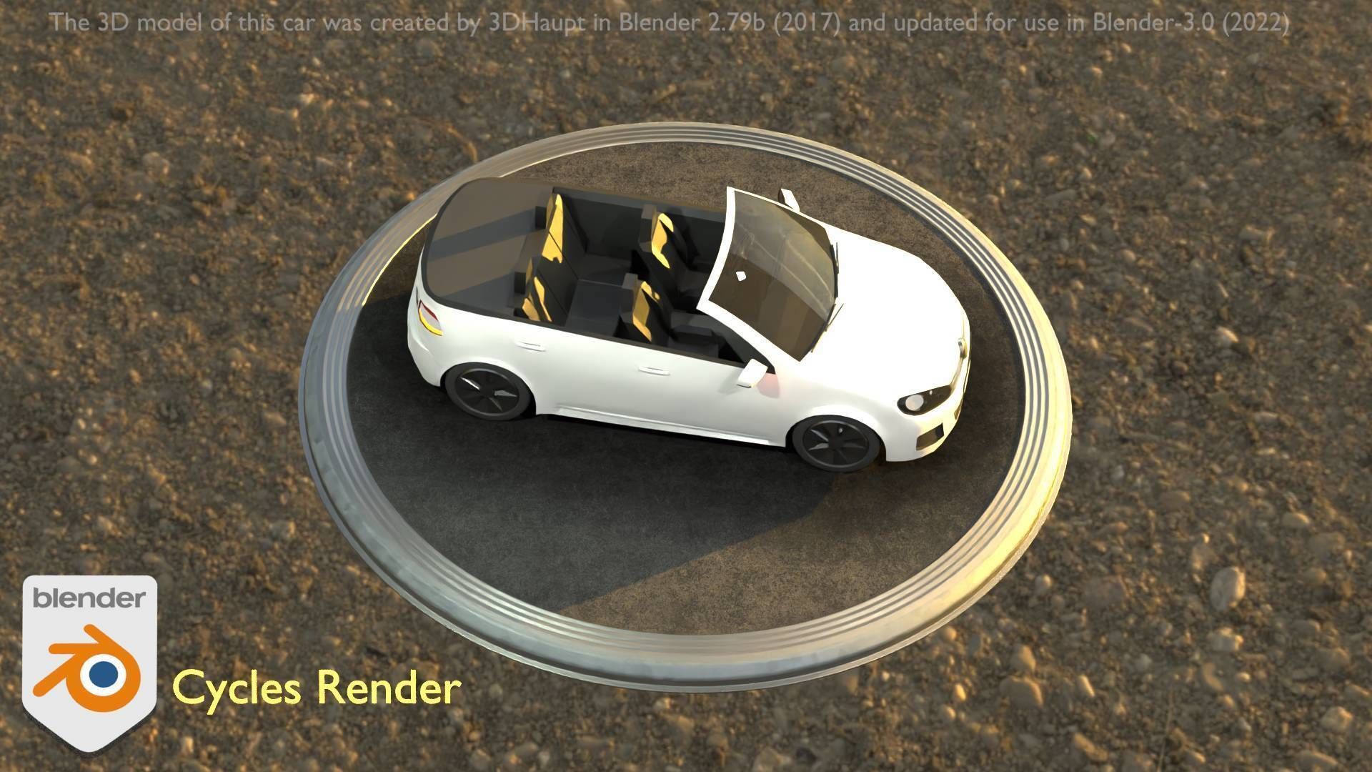 City Car 14 Compact Class Cabrio Open Type-C White  Low-poly 3D model_29