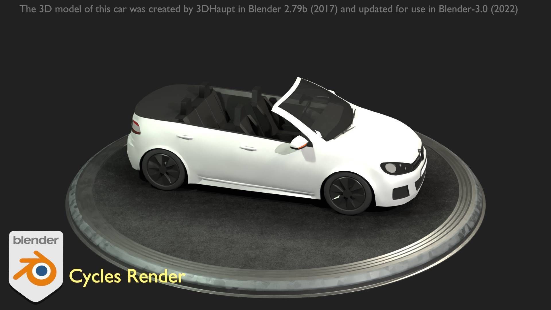 City Car 14 Compact Class Cabrio Open Type-C White  Low-poly 3D model_91