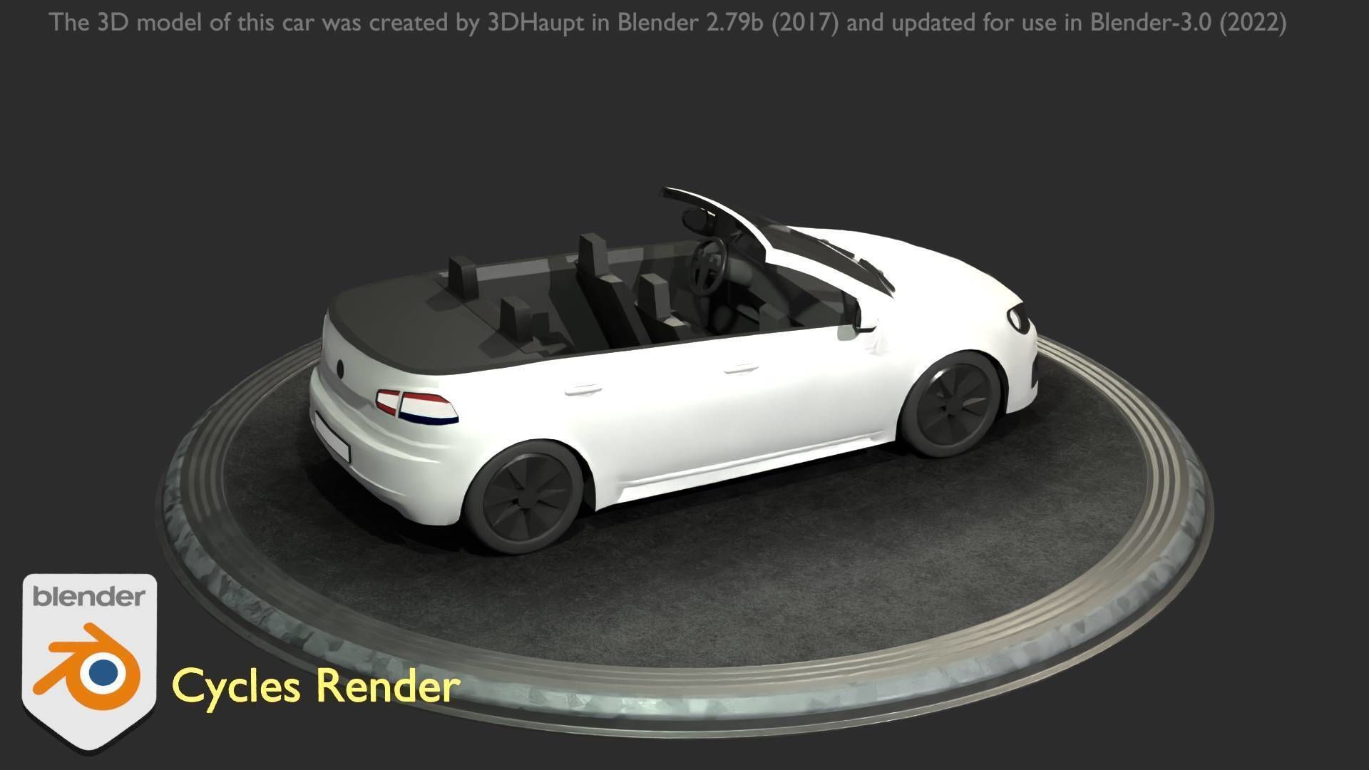 City Car 14 Compact Class Cabrio Open Type-C White  Low-poly 3D model_95