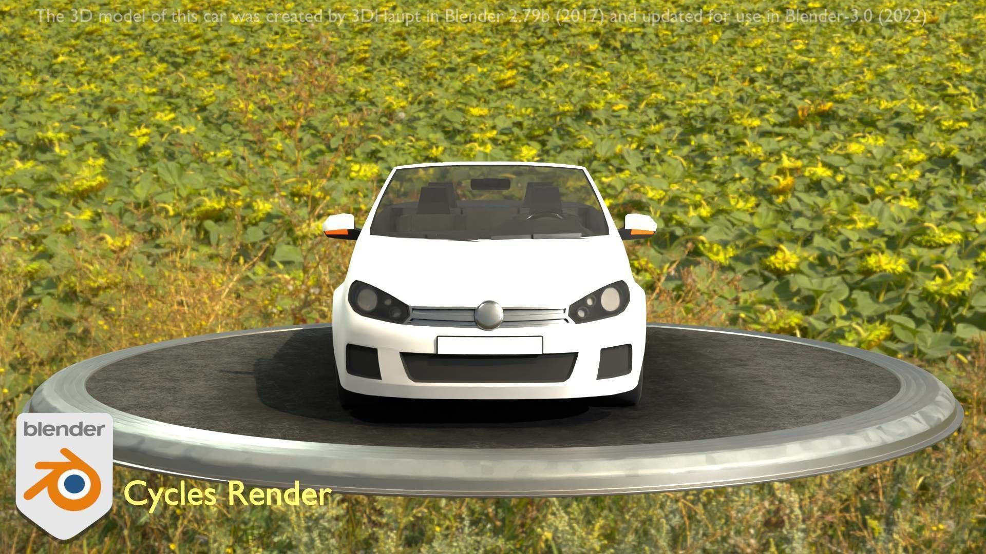 City Car 14 Compact Class Cabrio Open Type-C White  Low-poly 3D model_8