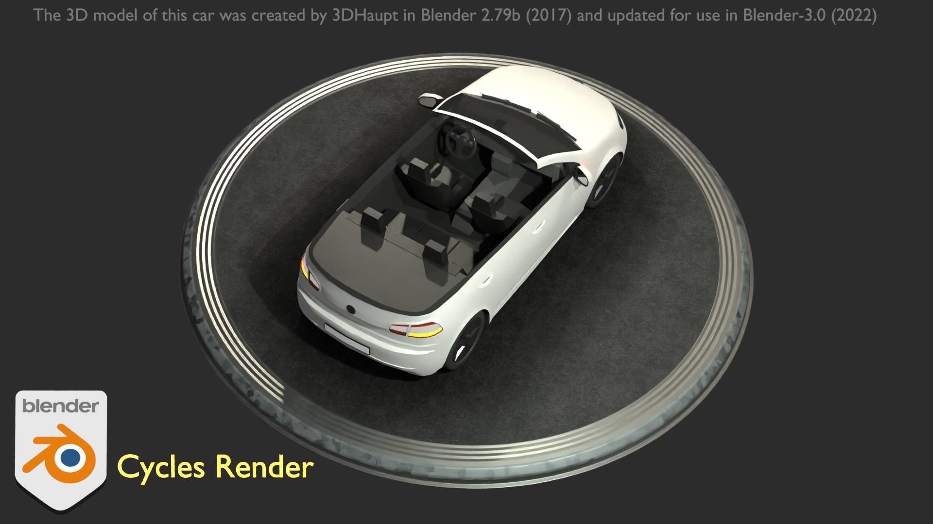 City Car 14 Compact Class Cabrio Open Type-C White  Low-poly 3D model_61