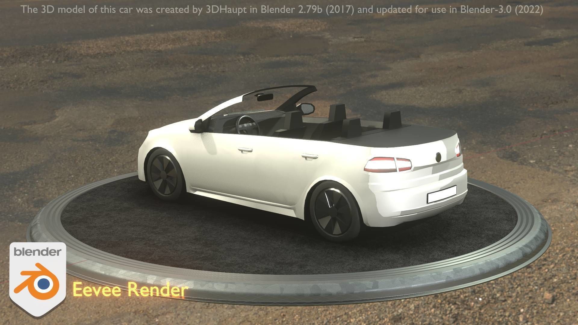 City Car 14 Compact Class Cabrio Open Type-C White  Low-poly 3D model_88