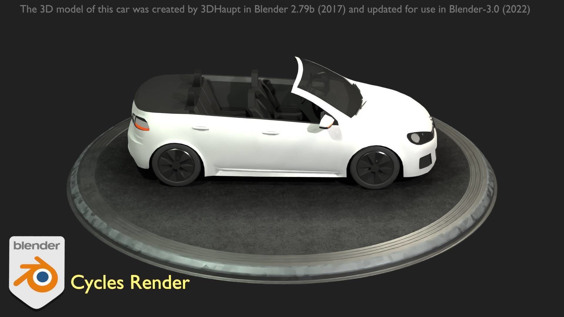 City Car 14 Compact Class Cabrio Open Type-C White  Low-poly 3D model_36