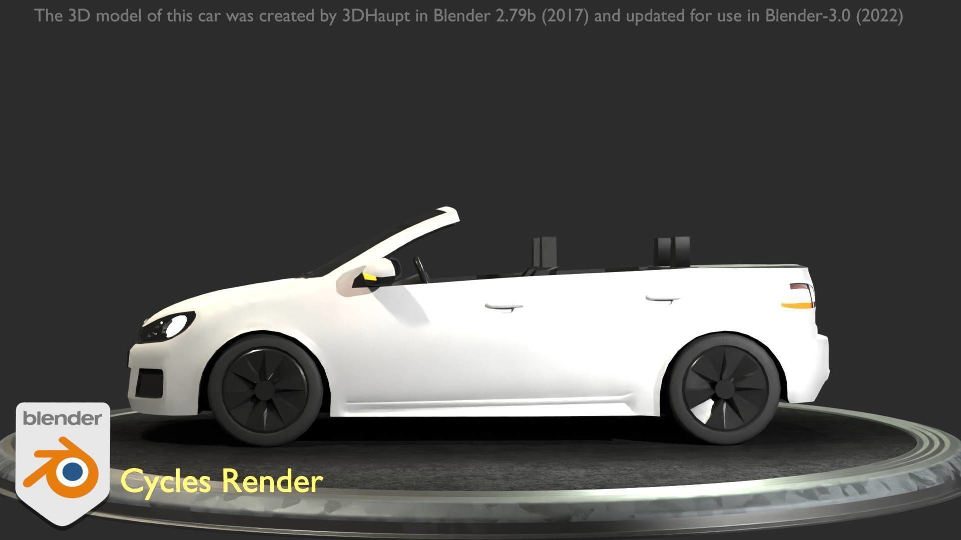 City Car 14 Compact Class Cabrio Open Type-C White  Low-poly 3D model_43