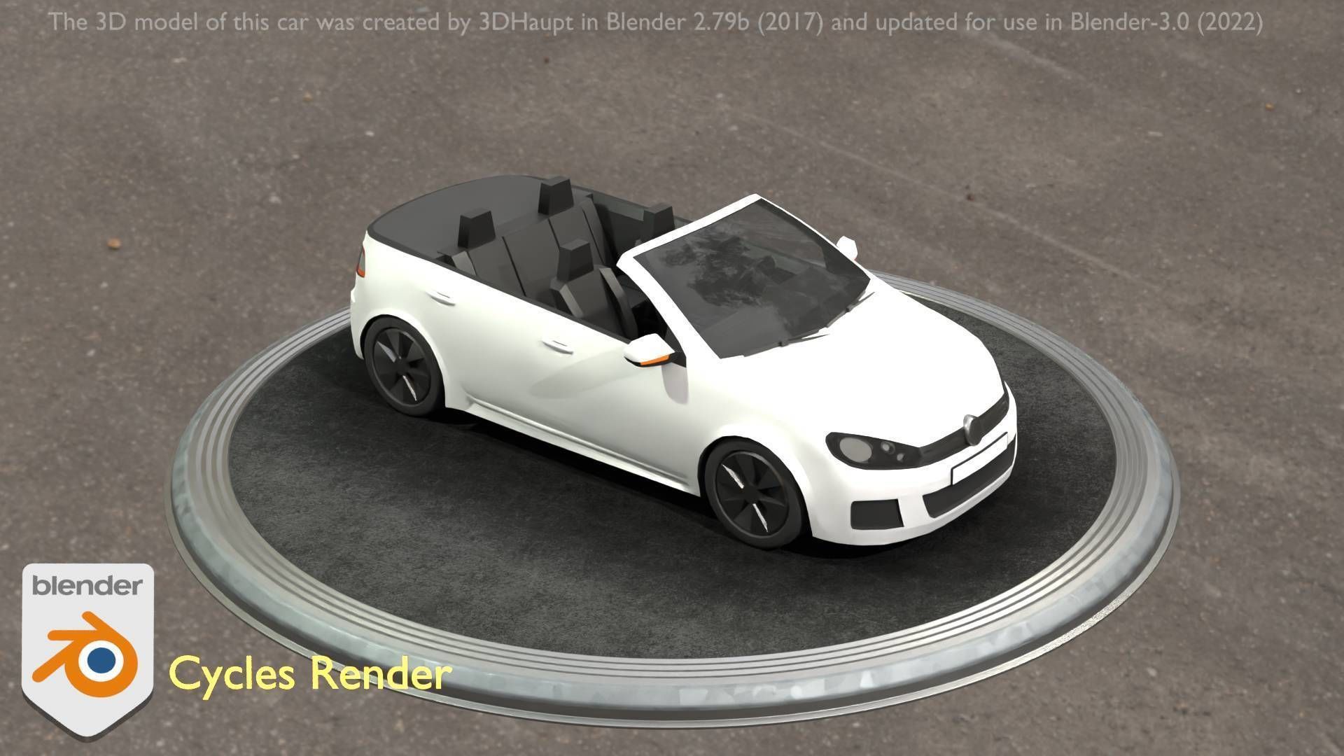 City Car 14 Compact Class Cabrio Open Type-C White  Low-poly 3D model_56