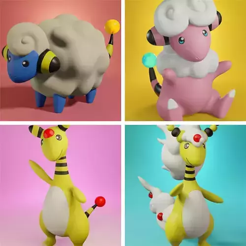 Pokemon mareep evolution pack 3D print model