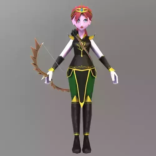 Female Warrior Elf Low-poly 3D model