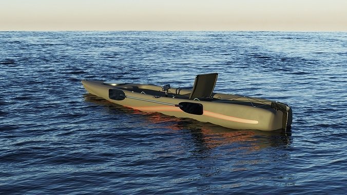 Kayak 3D model fishing boat Low-poly 3D model