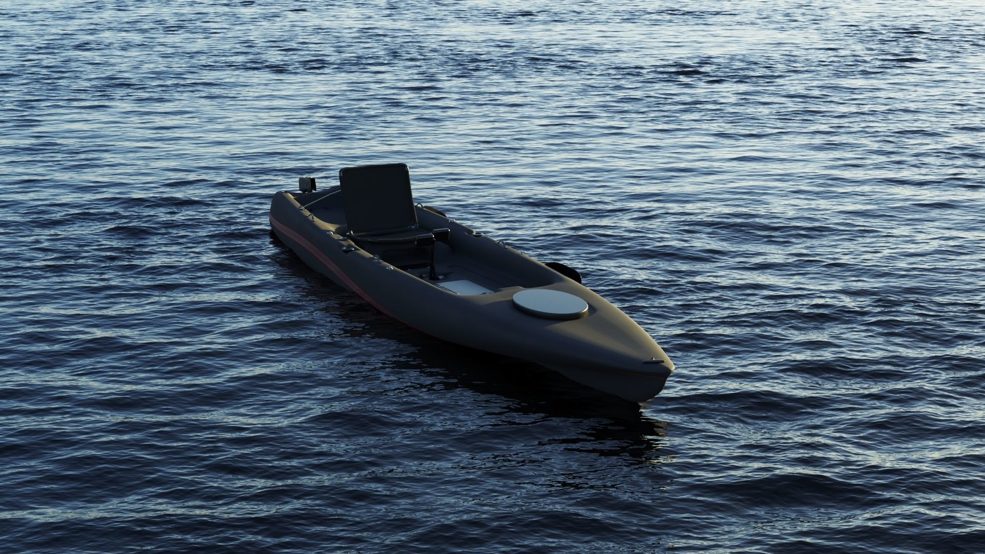 Kayak 3D model fishing boat Low-poly 3D model_1