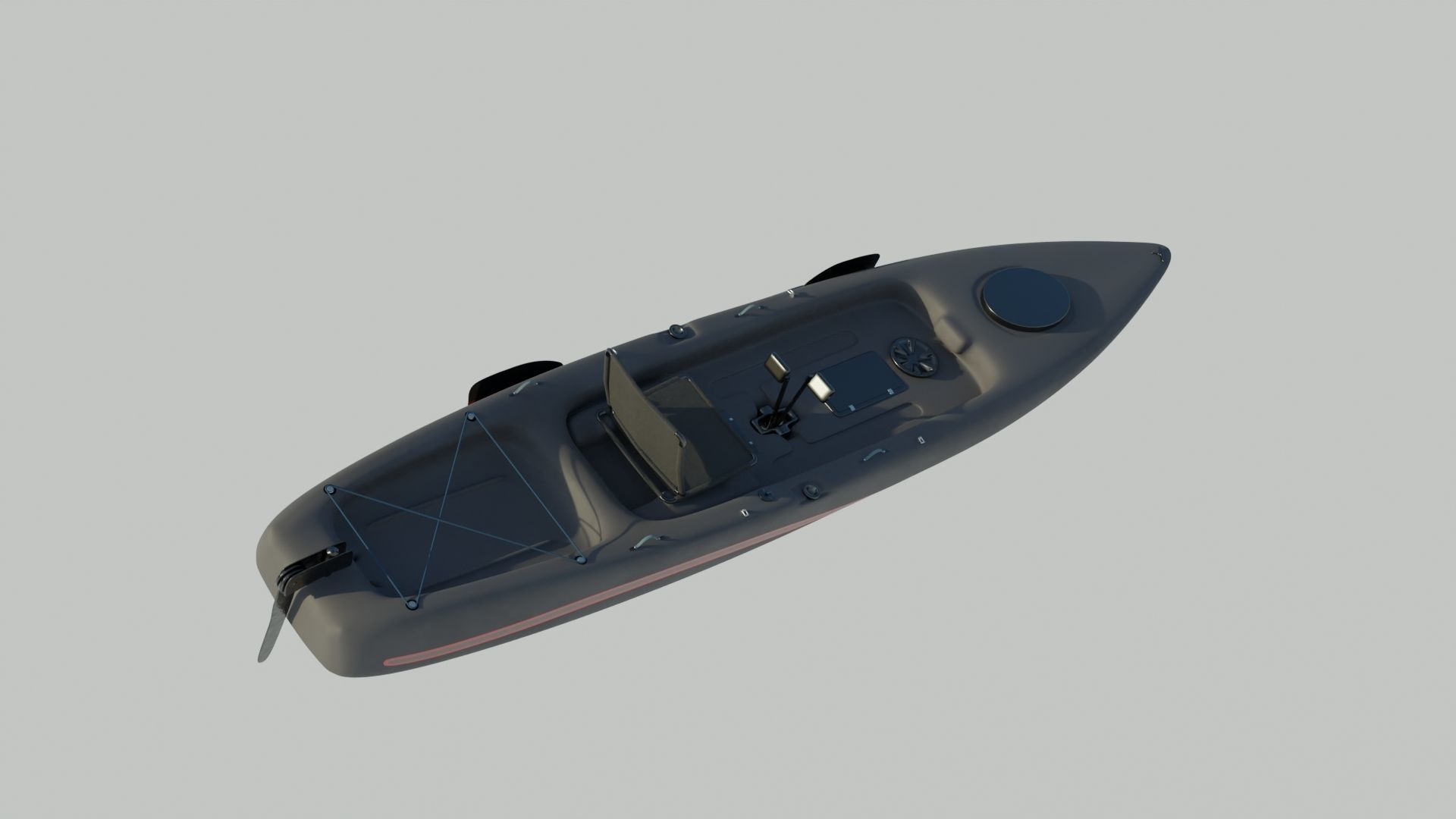 Kayak 3D model fishing boat Low-poly 3D model_14