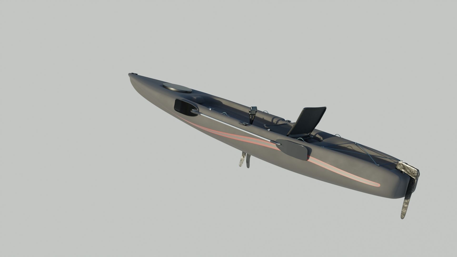 Kayak 3D model fishing boat Low-poly 3D model_25