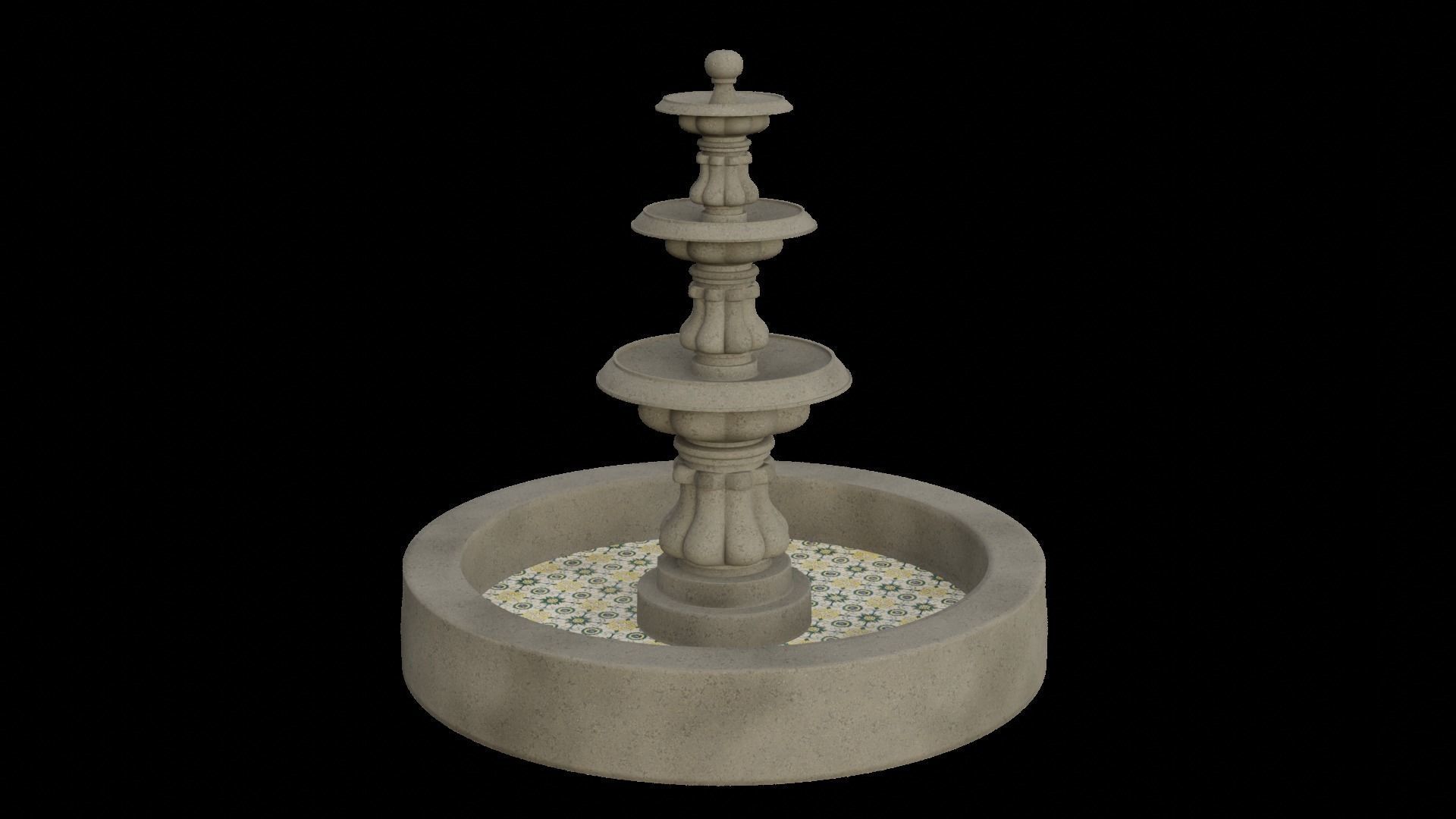 Stone Fountain 3D model_3