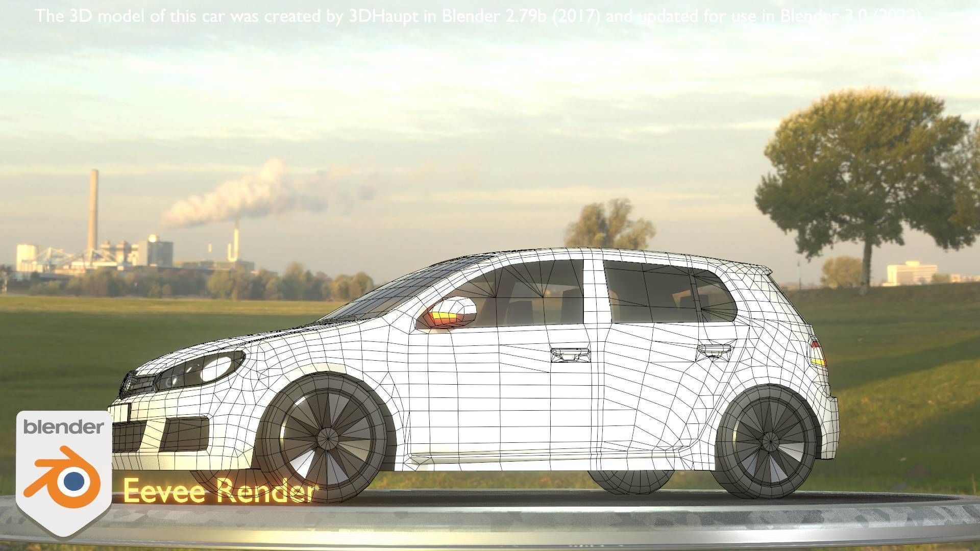 City Car 15 Compact Class Type-C White Low-poly 3D model_2