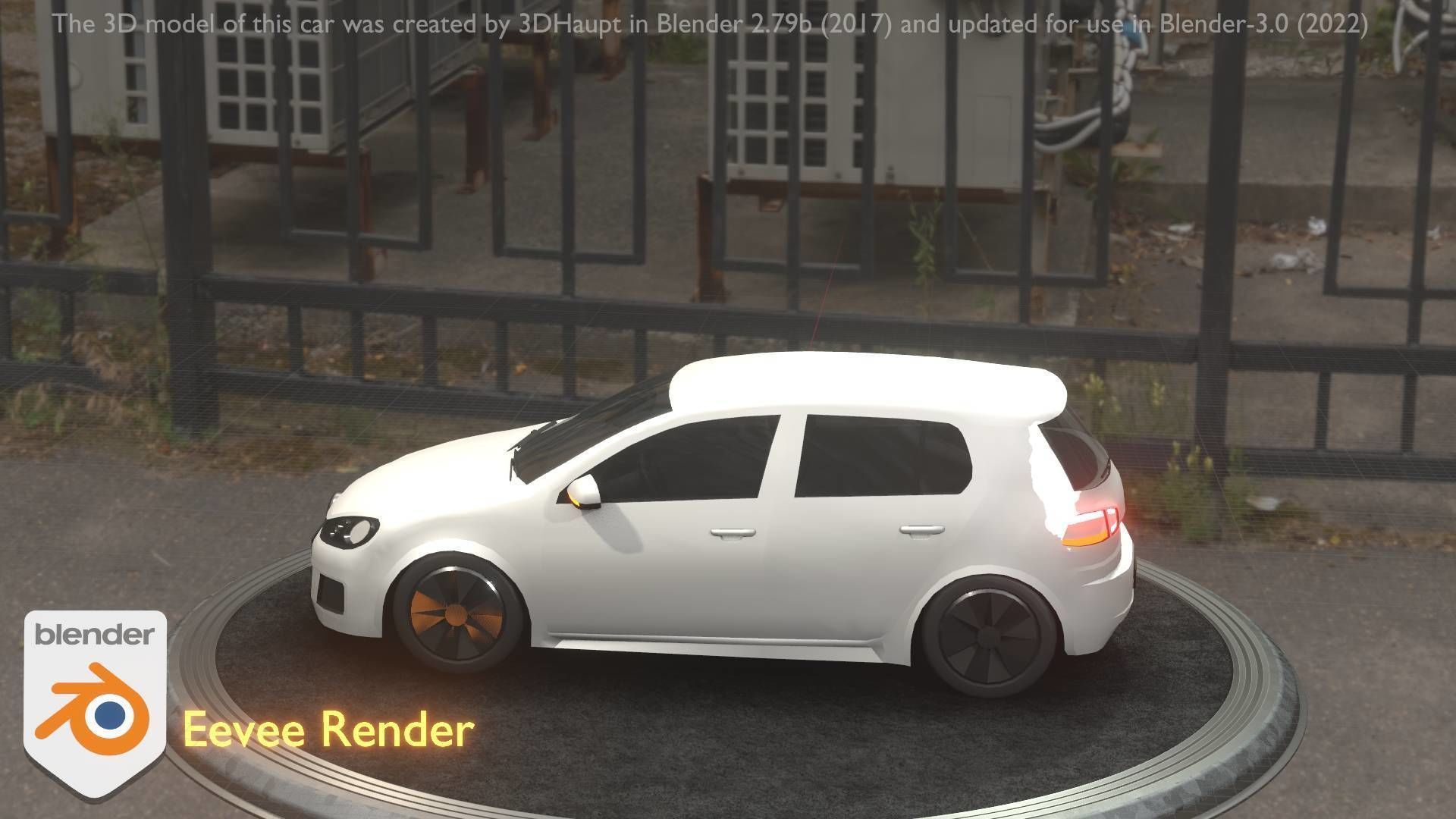 City Car 15 Compact Class Type-C White Low-poly 3D model_8