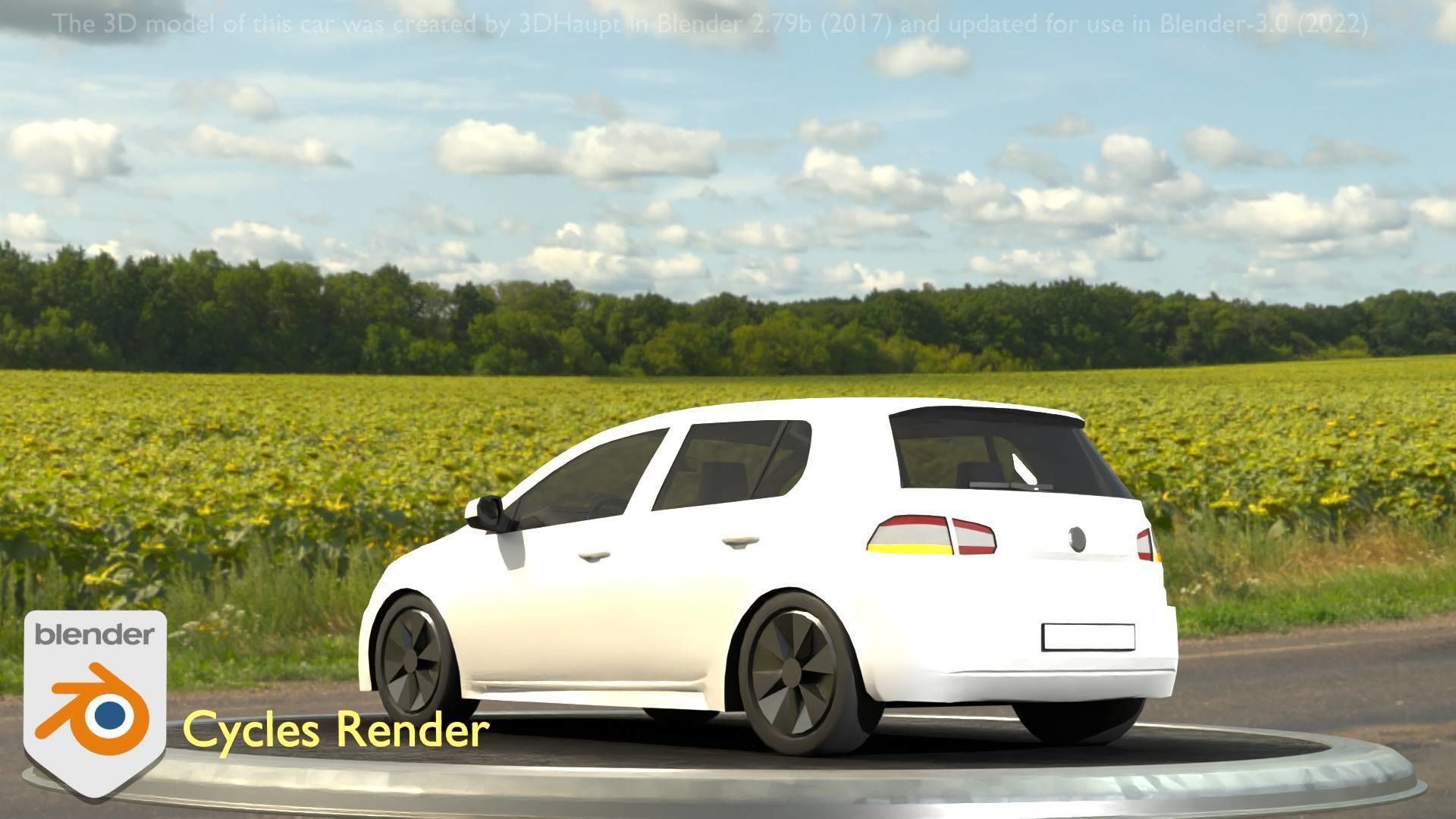 City Car 15 Compact Class Type-C White Low-poly 3D model_6