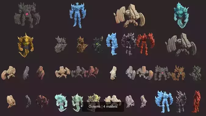 Golems ice man 3D Model Collection