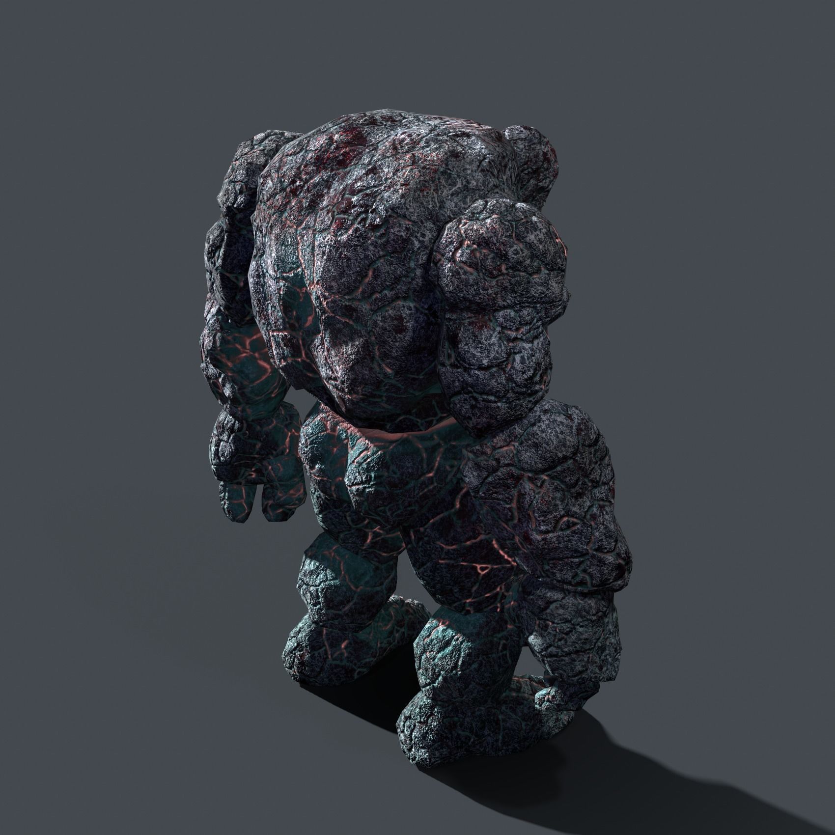 Elemental Golem - Lava Blue - Low-poly 3D model_6