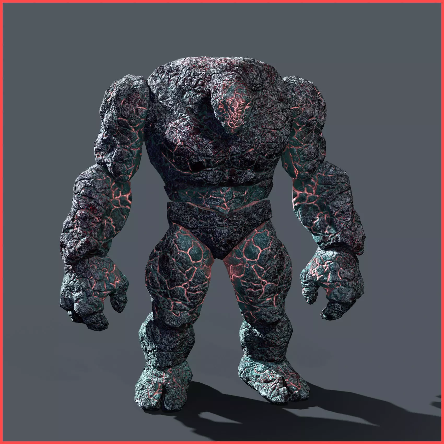 Elemental Golem - Lava Blue - Low-poly 3D model_0