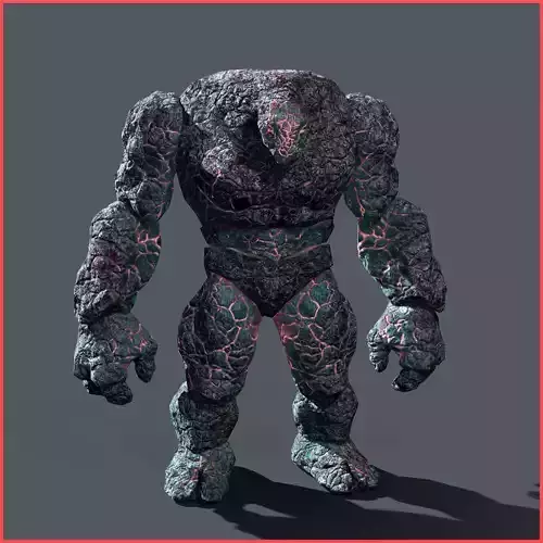  Elemental Golem - Lava Blue - Low-poly 3D model