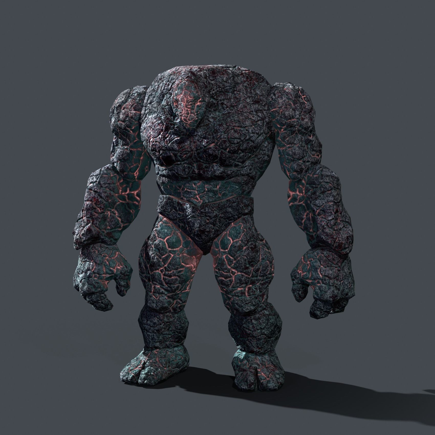 Elemental Golem - Lava Blue - Low-poly 3D model_12
