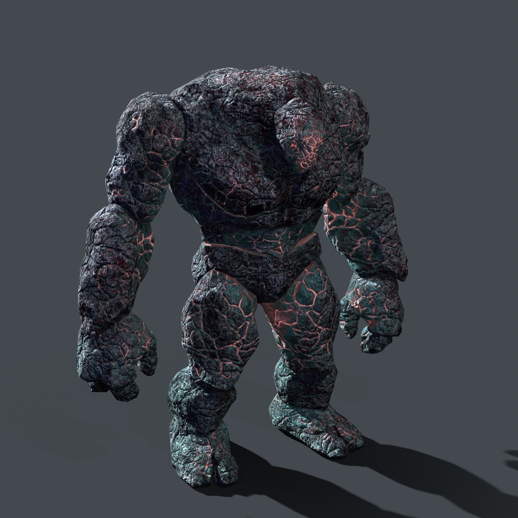 Elemental Golem - Lava Blue - Low-poly 3D model_2