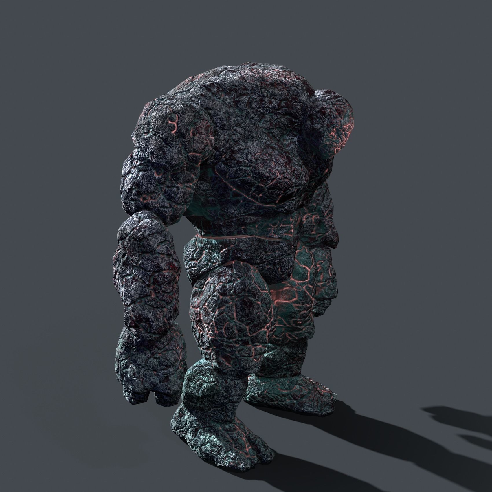 Elemental Golem - Lava Blue - Low-poly 3D model_3