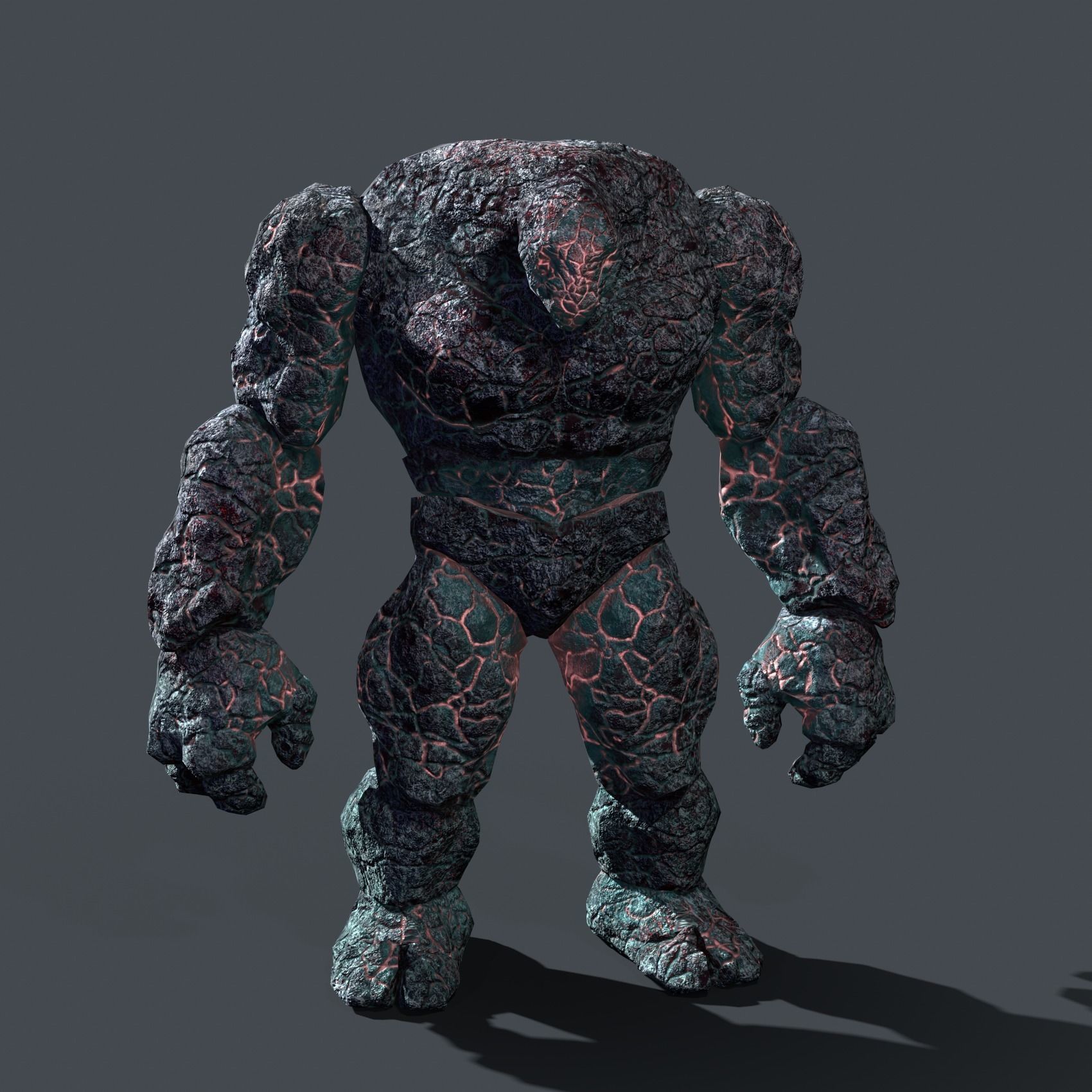Elemental Golem - Lava Blue - Low-poly 3D model_1