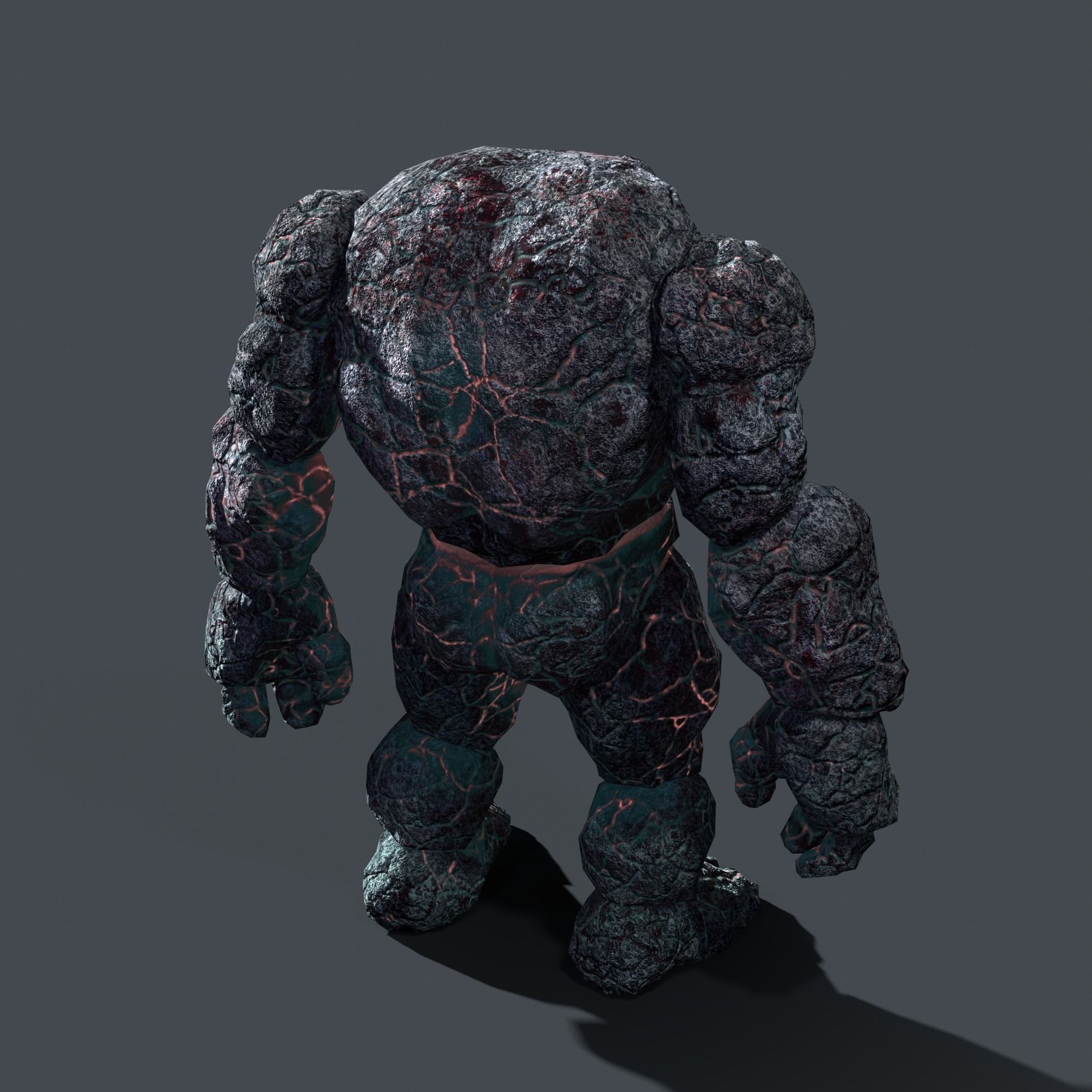 Elemental Golem - Lava Blue - Low-poly 3D model_7