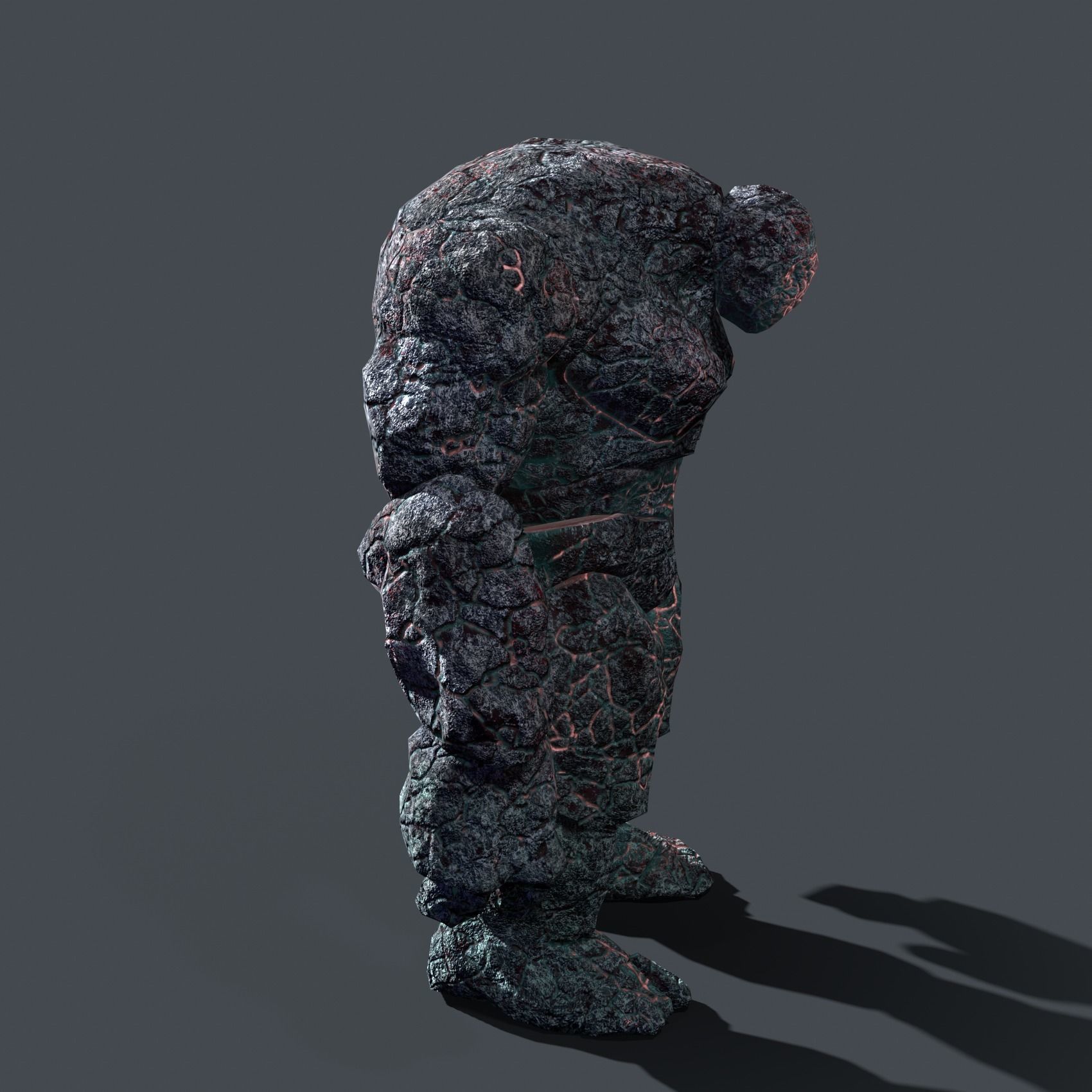 Elemental Golem - Lava Blue - Low-poly 3D model_4