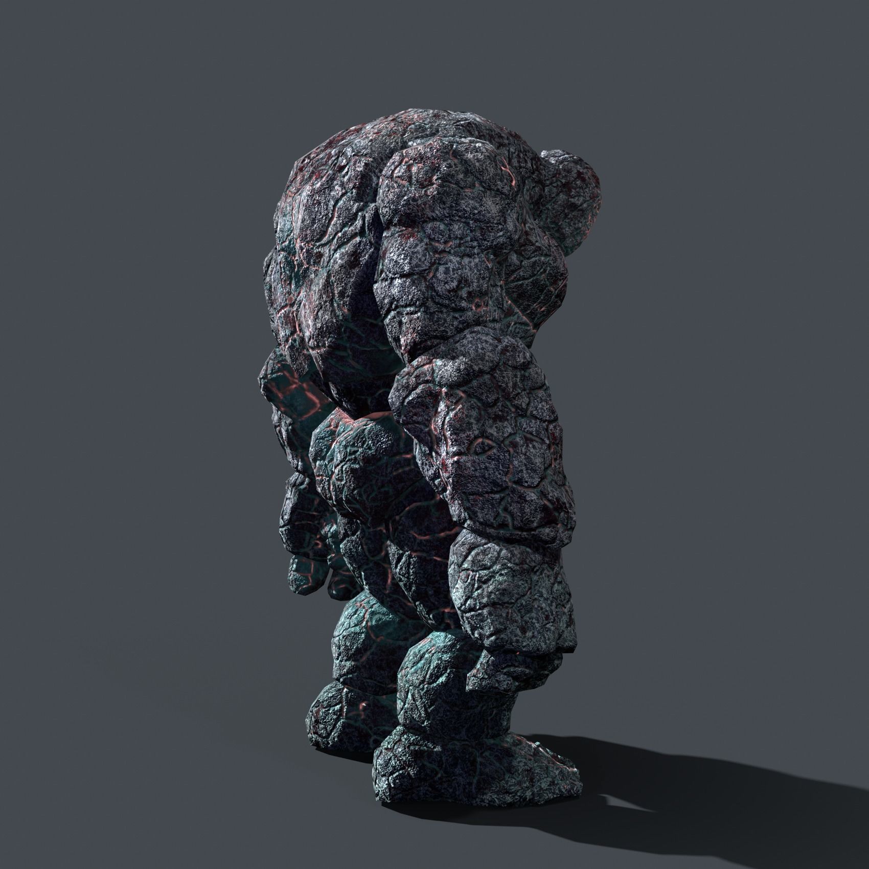 Elemental Golem - Lava Blue - Low-poly 3D model_5