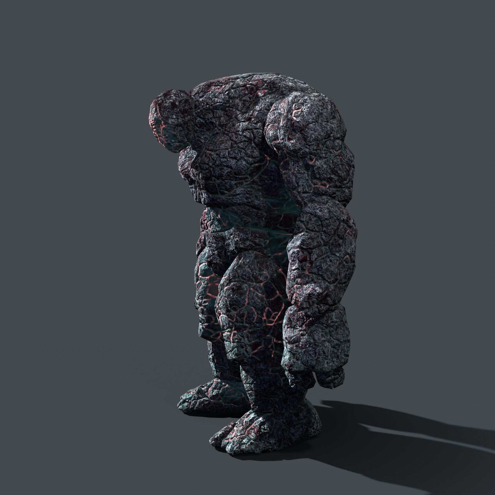 Elemental Golem - Lava Blue - Low-poly 3D model_10