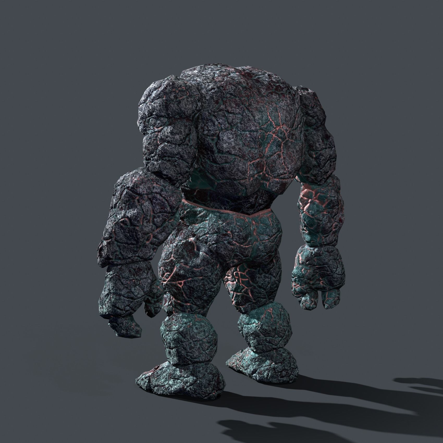 Elemental Golem - Lava Blue - Low-poly 3D model_8