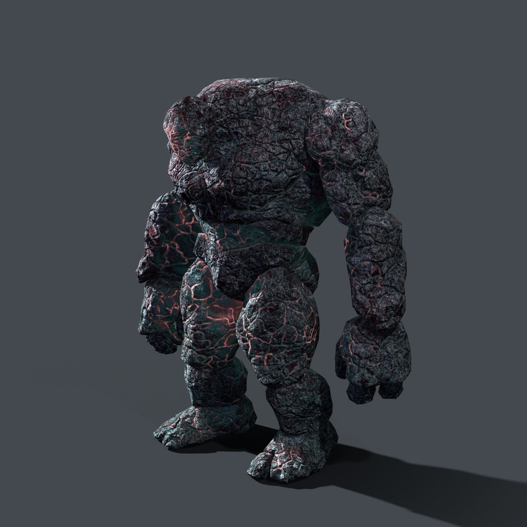 Elemental Golem - Lava Blue - Low-poly 3D model_11