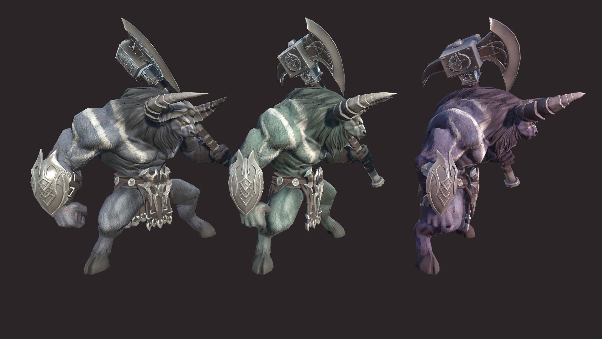 Minotaurs armored monster Low-poly 3D model_10