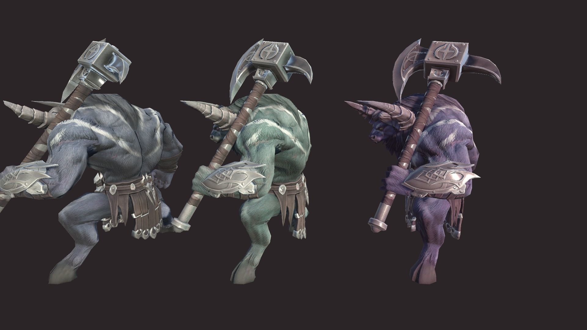 Minotaurs armored monster Low-poly 3D model_5