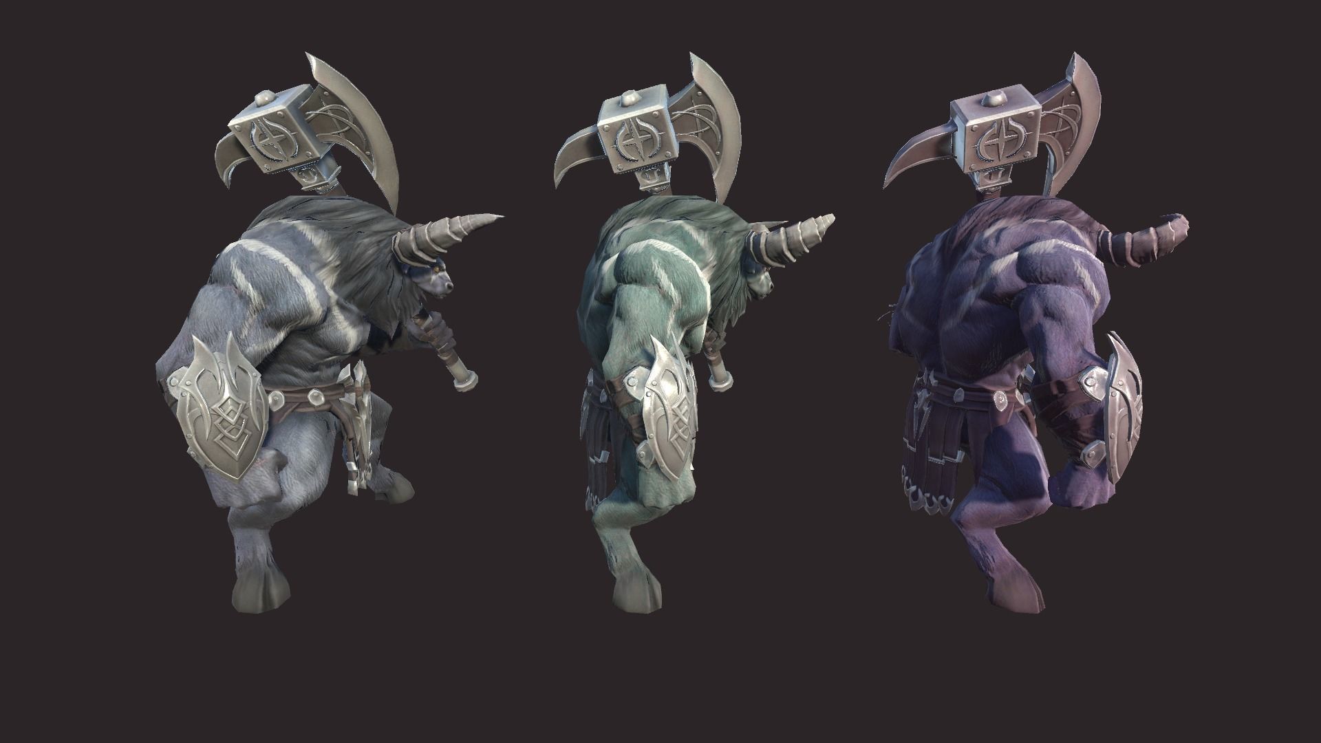 Minotaurs armored monster Low-poly 3D model_9